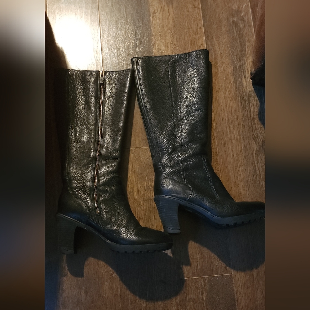 Black Leather Knee-High Boots